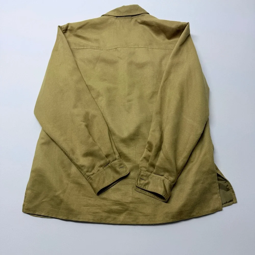 Liz Claiborne Lizwear Olive Green Faux Suede Shirt Jacket Shacket Medium